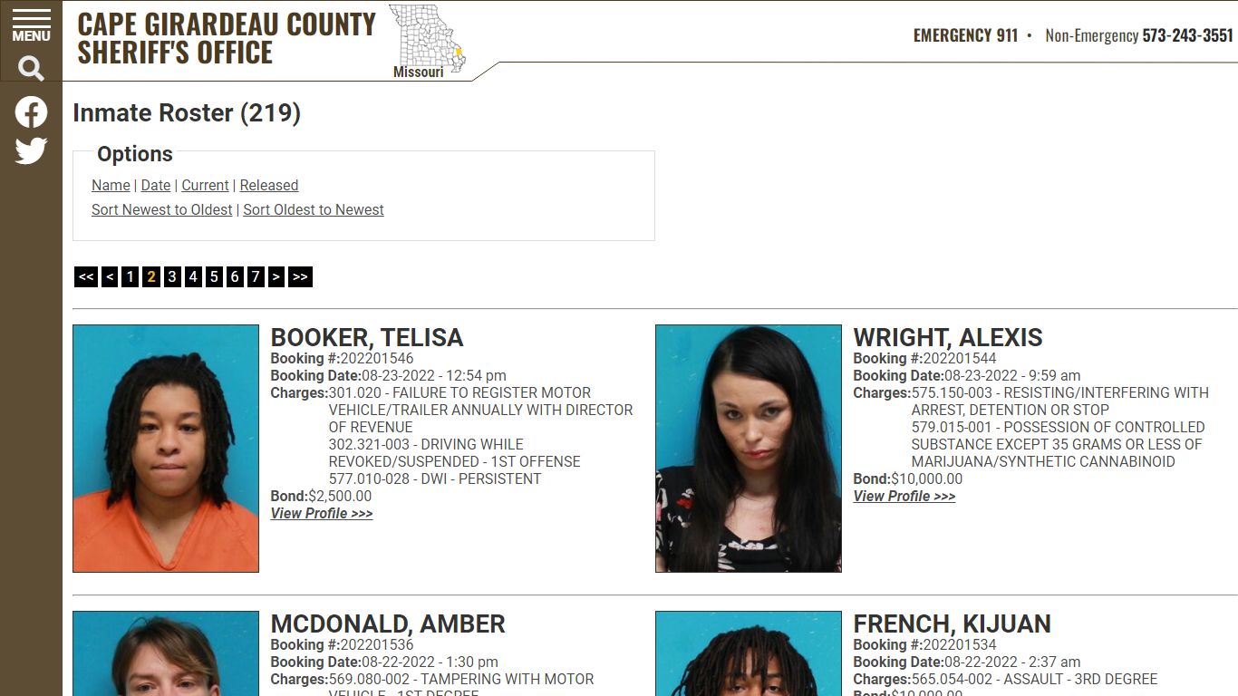 Inmate Roster - Cape Girardeau County MO Sheriff's Office